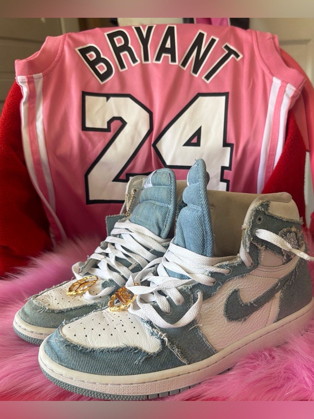 Nike Air Jordan 1 High Denim & White with Pink Accents